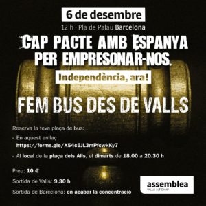 Read more about the article Valls fa bus per participar en la mobilització del 6 de desembre a Barcelona