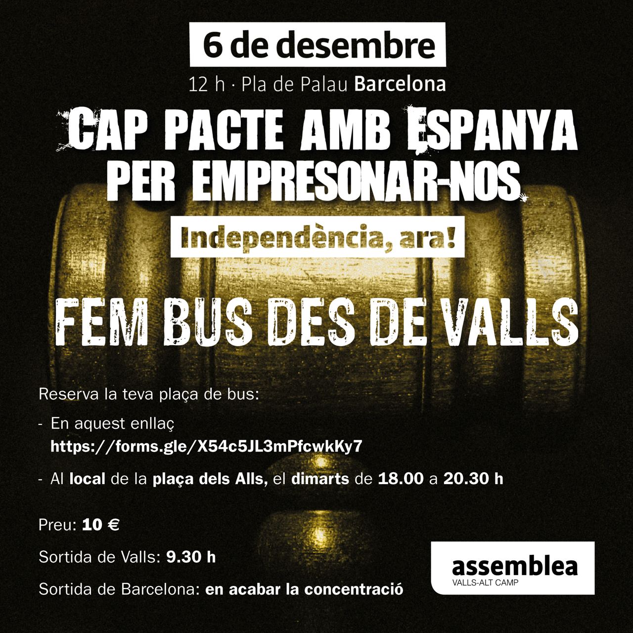 You are currently viewing Valls fa bus per participar en la mobilització del 6 de desembre a Barcelona