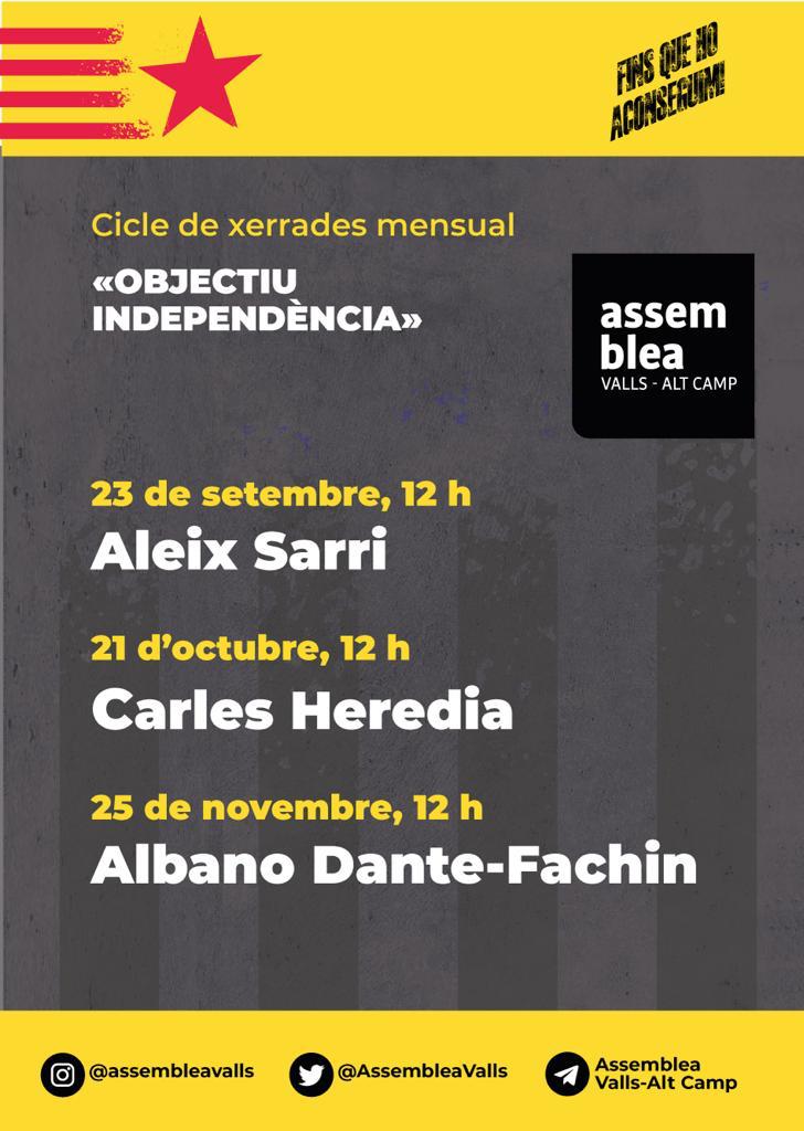 You are currently viewing Aleix Sarri, Carles Herèdia i Albano Dante Fachin, al cicle “Objectiu independència”